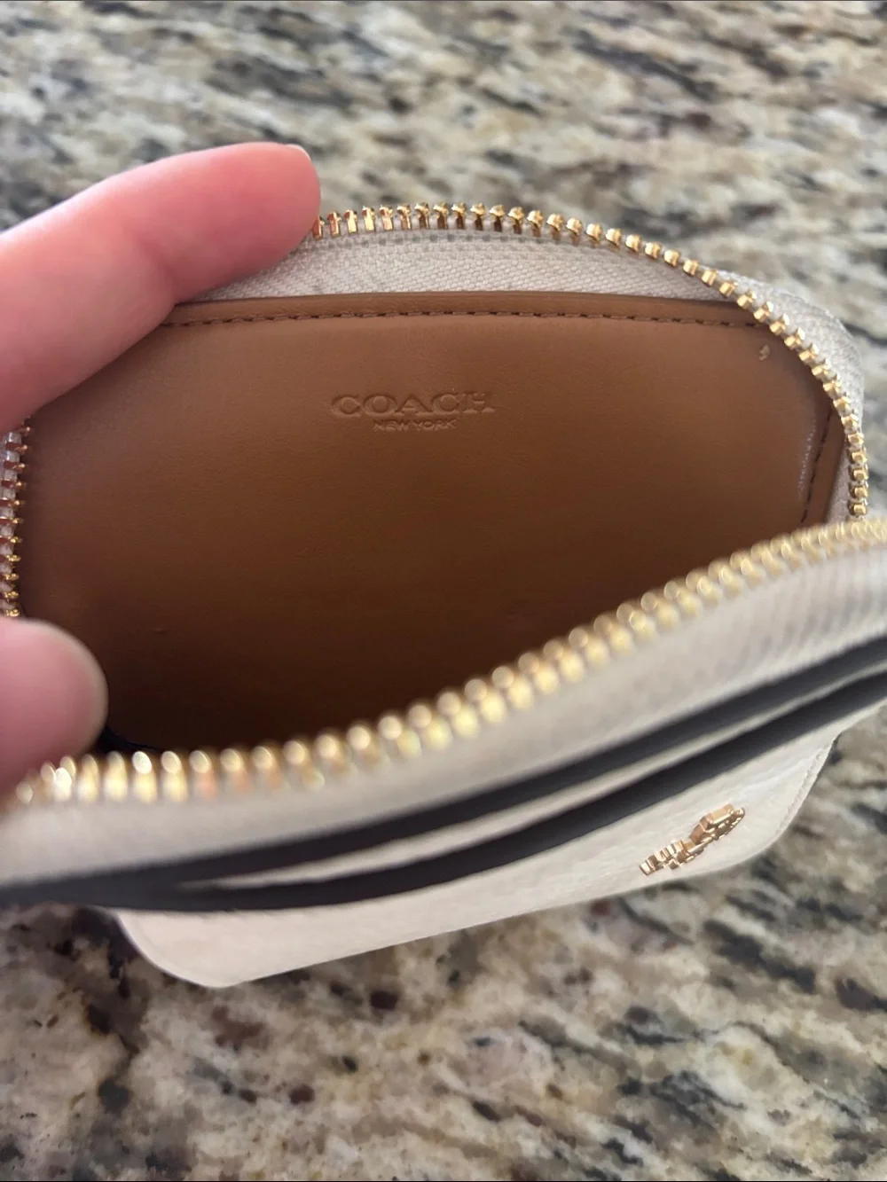 Coach pebbled leather zip card case